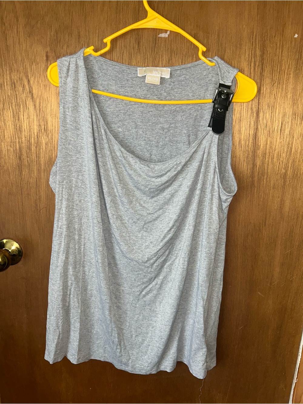 Michael Kors Womens Gray Tank Top Draped Buckle Strap Size XL Shirt Blouse MK